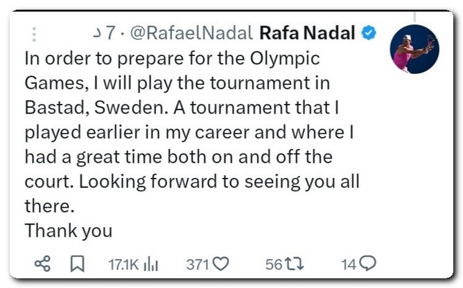 الماتدور الاسباني يستعد بقوة لأولمبياد باريس 2024 نادال